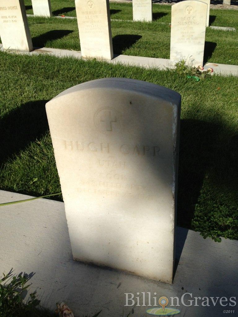 Hugh Carr's headstone (Died: 25 Dec 1941) at Salt Lake City Cemetery- Quadrant III, Salt Lake City, Salt Lake, Utah, United States